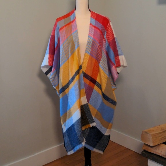 aerie Accessories - Aerie rainbow plaid wrap sweater